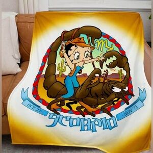 Scorpio Zodiac Throw Blanket with Betty Boop Graphic Design- New